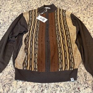 Stacy Adams Brown and Tan Quarter Zip Up Sweater
